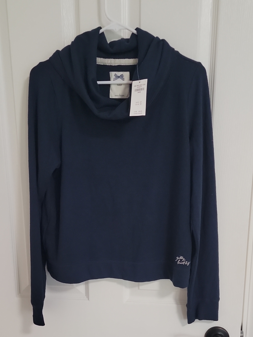 Nwt Gilly Hicks Cowl Neck Top Pullover Large Navy